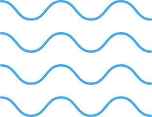 Ocean, sea waves flat simple lines icons symbols vector set - Blue line wave ornament