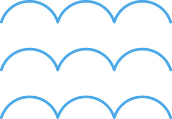 Ocean, sea waves flat simple lines icons symbols vector set - Blue line wave ornament