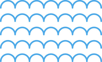 Ocean, sea waves flat simple lines icons symbols vector set - Blue line wave ornament