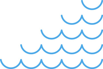 Ocean, sea waves flat simple lines icons symbols vector set - Blue line wave ornament