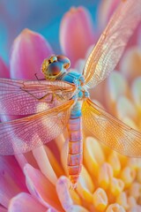 Sticker - Dragonfly on Pink Flower,