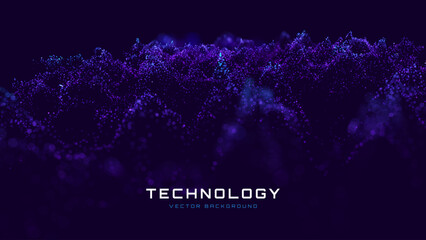 Aufkleber - Cyber Big Data Flow Particles Bokeh. Digital Neural Network. Concept of AI Artificial Intelligence Technology Machine Deep Learning. Digital Communication. Science Technology Presentation Vector.