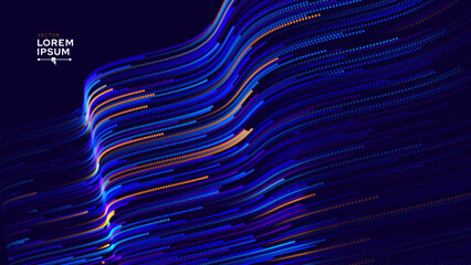 Aufkleber - Digital Big Data Flow Vector Background. Big Data Technology Lines. Abstract Science Technology Illustration. Big Data Neural Network Background Concept. AI Visualization Concept. Vector.