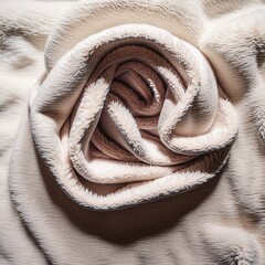 Poster - A white fabric with a fuzzy texture is folded into a flower shape