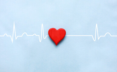 Heart rhythm on blue background