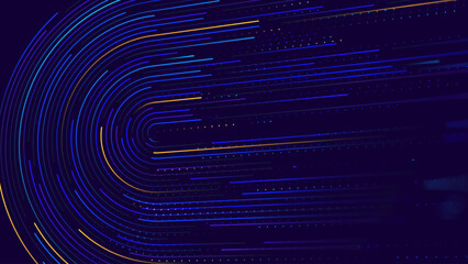 Leinwandbilder - High Speed Light Particles Internet Data Background. Digital Road Fast Speed Internet Broadband Data Flow Concept. Light Arc Turn Twist Bend Effect. Vector Illustration.