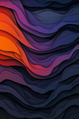 Aufkleber - A futuristic abstract wavy pattern with neon purple and sunset orange gradients, set against a dark, sleek background for high contrast,