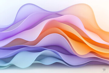 Poster - A vibrant abstract composition of overlapping waves in gradient shades of purple and orange, symbolizing energy and movement,