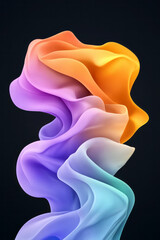 Aufkleber - A futuristic abstract wavy pattern with neon purple and sunset orange gradients, set against a dark, sleek background for high contrast,