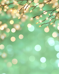 Aufkleber - A lively party scene featuring golden bokeh lights illuminating a green backdrop, adding sparkle and festivity to the environment,