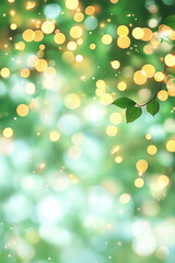 Aufkleber - A festive night sky filled with golden bokeh lights against a backdrop of green trees, evoking a sense of wonder and celebration,