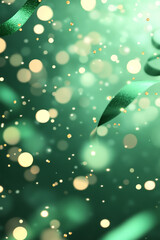 Aufkleber - A joyful celebration scene with golden bokeh lights illuminating green banners and streamers, enhancing the festive cheer,