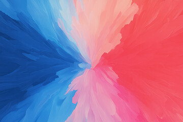 Leinwandbilder - A vibrant abstract radiating light pattern with bold red and blue hues emanating from a central point, creating a dynamic and energetic visual,