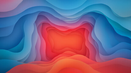 Aufkleber - A dynamic abstract design featuring red and blue radiating waves intersecting and blending seamlessly, creating a captivating pattern,
