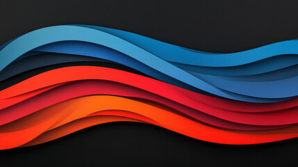 Poster - A vibrant abstract design featuring sharp red and blue radiating lines on a black background, emphasizing contrast and visual impact,