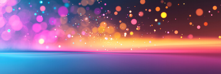 Leinwandbilder - An elegant abstract scene with a burst of vibrant light particles in rainbow colors radiating from a central point in space,