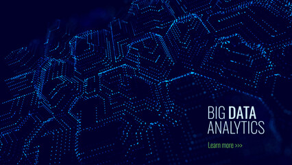 Fototapete - Digital Big Data Flow Vector Background. Big Data Technology Lines. Abstract Science Technology Illustration. Big Data Neural Network Background Concept. AI Visualization Concept. Vector.