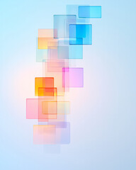 Poster - A tranquil display of pastel-colored glass squares gently drifting in a softly blurred environment, evoking a sense of calm and peace,