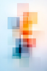 Poster - A peaceful abstract artwork showcasing floating glass squares in rich colors with a soft-focused backdrop, highlighting light and shadow play,