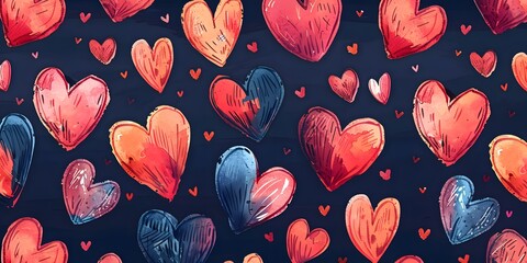 Wall Mural - seamless pattern with hearts