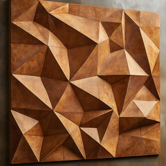 Poster - geometric abstract bas-relief wall art in brown hues.