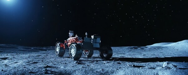 Wall Mural - a lunar rover exploring the surface of the moon.