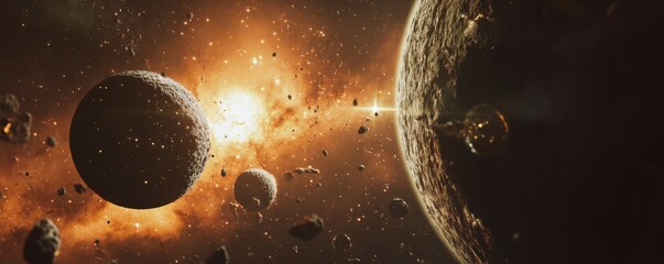 Wall Mural - a telescope observing distant galaxies and nebulae.