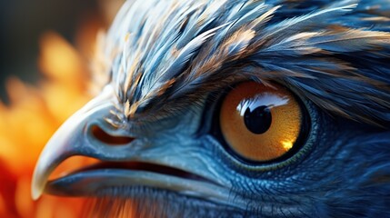 animal feather beak and eye in close up