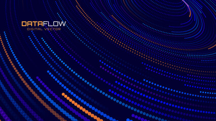 Leinwandbilder - High Speed Light Particles Internet Data Background. Digital Road Fast Speed Internet Broadband Data Flow Concept. Light Arc Turn Twist Bend Effect. Vector Illustration.