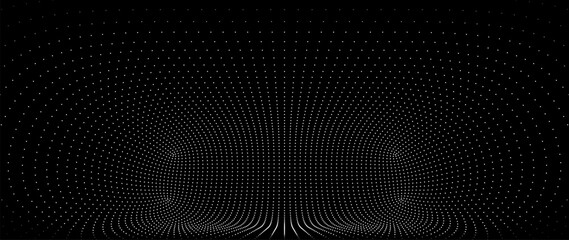 Fototapete - White Grid Tunnel. Grid Frame Retrowave Party Flyer Background. Round Tunnel Mesh Backdrop. Abstract Digital Background. Vintage Computer Virtual Reality VR Tunnel Tech Vector Illustration.