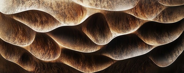 A textured surface with bumps and grooves, creating a sense of depth and dimension.