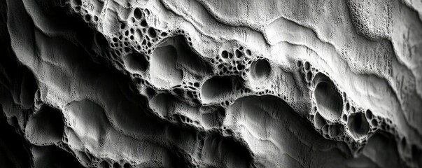 A textured surface with bumps and grooves, creating a sense of depth and dimension.