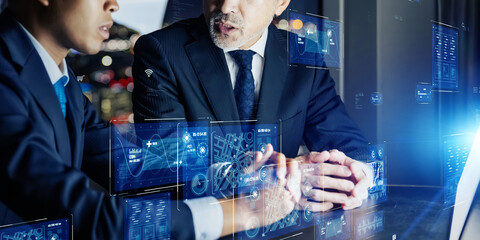 Poster - dx, digital, technology, future, cyber, business, data, engineer, businessperson, people, global, conference, meeting, office, management, gui, hud, ict, erp, system, software, screen, interface, ux, 