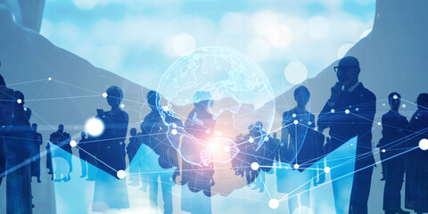 Poster - business, global, human resources, cooperation, matching, recruitment, teamwork, multinational, diversity, inclusion, equity, dei, communication, exchange, businessperson, people, businessman, japanes