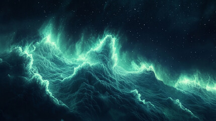 Wall Mural - an enchanting windows desktop background featuring a mesmerizing aurora of green and blue lights gra