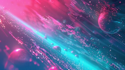 Wall Mural - abstract cosmic scene with vibrant colors, celestial bodies, and dynamic light effects representing 
