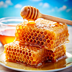 Canvas Print - honey in a honeycomb