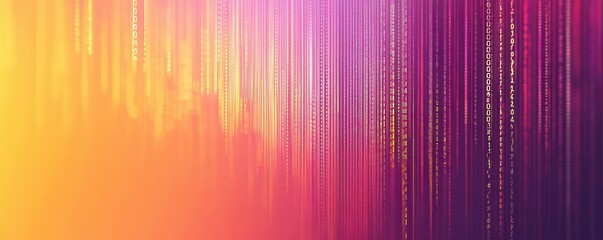 Vertical columns of binary code against a gradient background, representing data and technology
