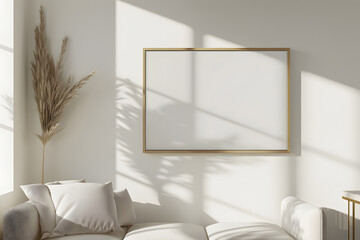 Wall Mural - Abstract minimalist geometric empty frame mockup . Generative Ai.