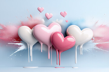 Wall Mural - Festive background with hearts on a light background. Valentine day concept for design