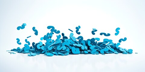 Wall Mural - 3d blue question mark icons on a white background, vector illustration style, flat design,