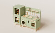 © asri80 - 그린 목재 주방  미니어처 장난감 Green Wooden Kitchen Miniature Toy