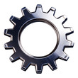 © Mariam - A shiny metallic gear with intricate teeth details isolated on a dark blue background