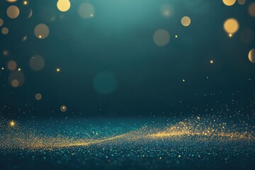 Wall Mural - Curved golden glitter with sparkles lights background particles