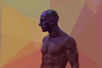 Wall Mural - stylized polygonal human figure in abstract background - precision art for creative projects, modern