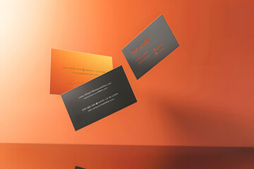 loating business card mockup in a sleek, modern design, professional setting. Generative Ai.