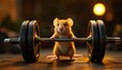 © Morits Art - Strong Mouse Lifting Weights Dramatic Gym Setting Golden Hour Lighting