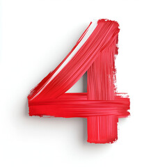 Wall Mural - A bold, artistic representation of the number 4 painted in vibrant red strokes against a simple background.