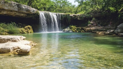 Sticker - Waterfall in a Lush Forest