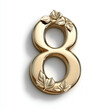 © วิภาวรรณ ตันตาแก้ว - A golden, decorative number 8 adorned with leaves, symbolizing elegance and nature.
